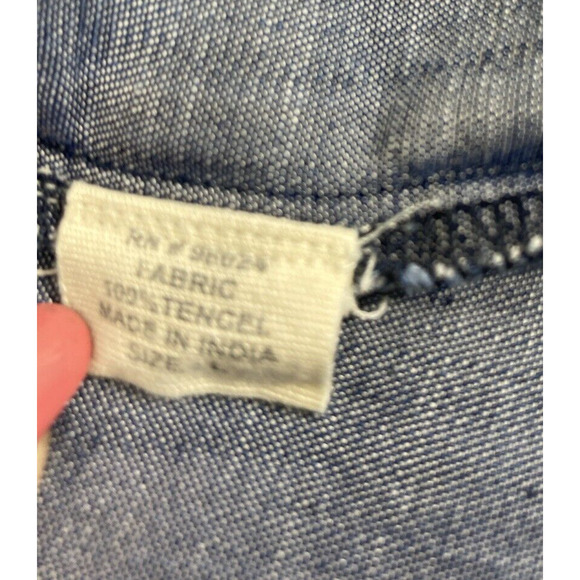 Jennifer & Grace Top Womens Large Blue Button Down Roll Tab Sleeve Blouse Casual - Picture 4 of 8